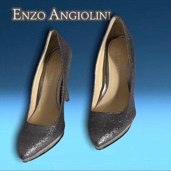 Enzo Angiolini Eakylin Sparkling Metallic Silver Platform Heels Size 6.5 - Picture 2 of 16